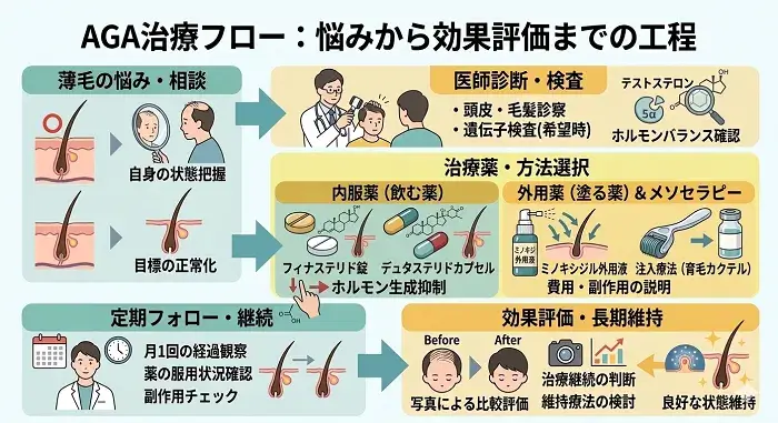 AGA治療の流れを表す図解画像