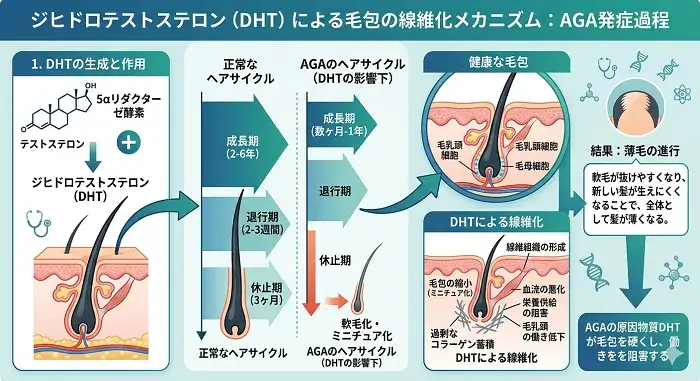 AGA発症のメカニズムを表す図解画像